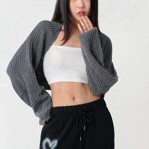 Lewkin Charcoal Knit Bolero Shrug